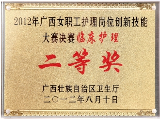 2012年广西女职工护理岗位创新技能大赛决赛临床护理二等奖