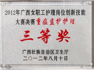 广西女职工护理岗位创新技能大赛决赛重症监护护理三等奖